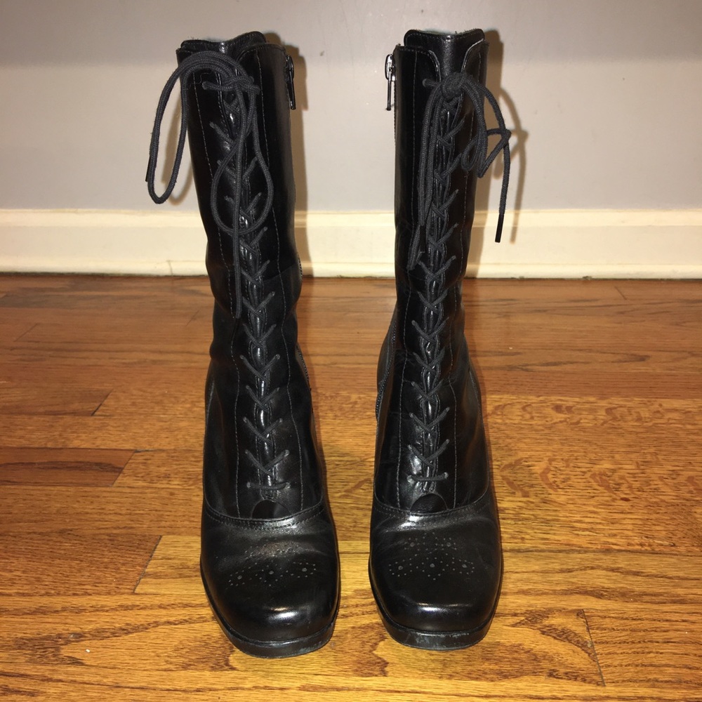 Vintage Nine West leather lace up steampunk / Victorian boots size 5.5